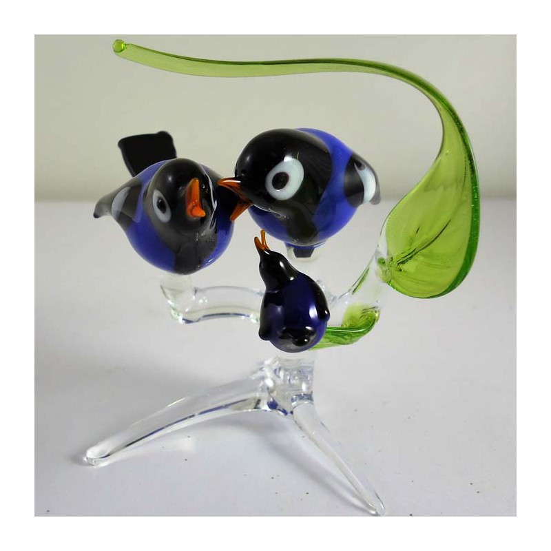 Glasvogel Vogelfamilie 10cm gross auf Ast zum stellen sortiert Glasvogel Vogelfamilie 10cm gross auf Ast zum stellen sortiert