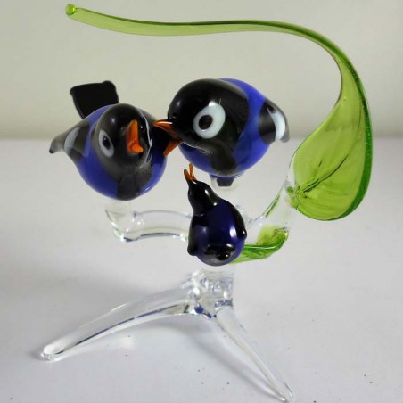 Glasvogel Vogelfamilie 70mm auf Ast zum stellen sortiert