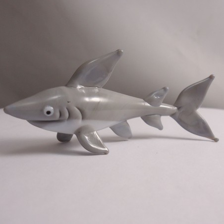 Glas Hai 10cm grau-weiss