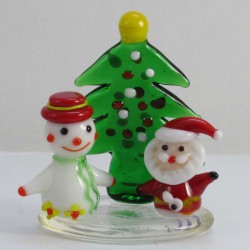 Glas Tannenbaum 5.5cm mit Nikolaus und Schneemann