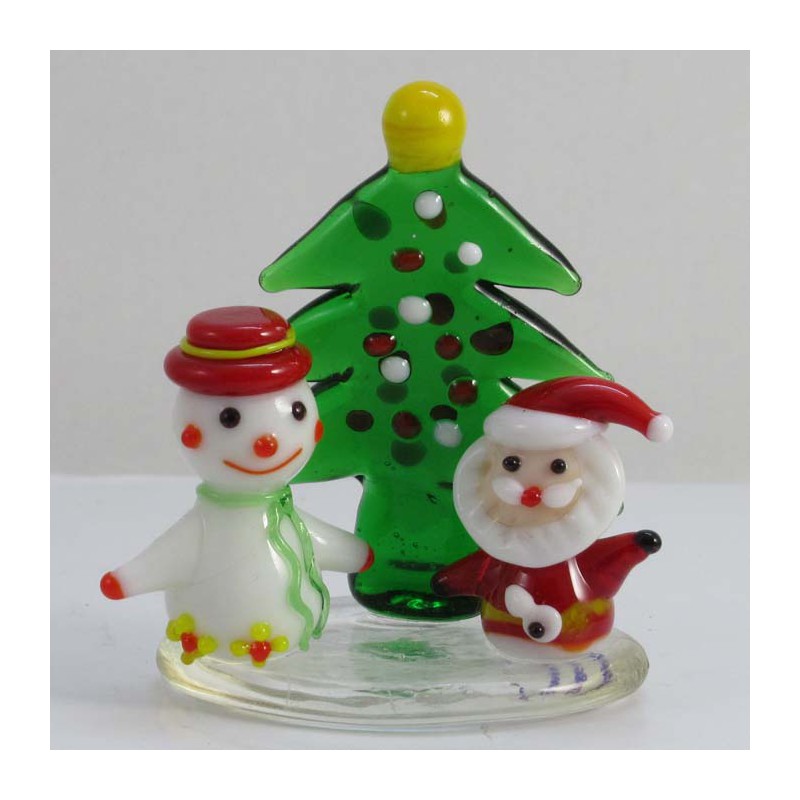 Glas Tannenbaum 5.5cm mit Nikolaus und Schneemann