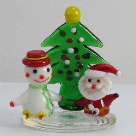 Glas Tannenbaum 5.5cm mit Nikolaus und Schneemann