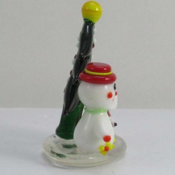 Glas Tannenbaum 5.5cm mit Nikolaus und Schneemann