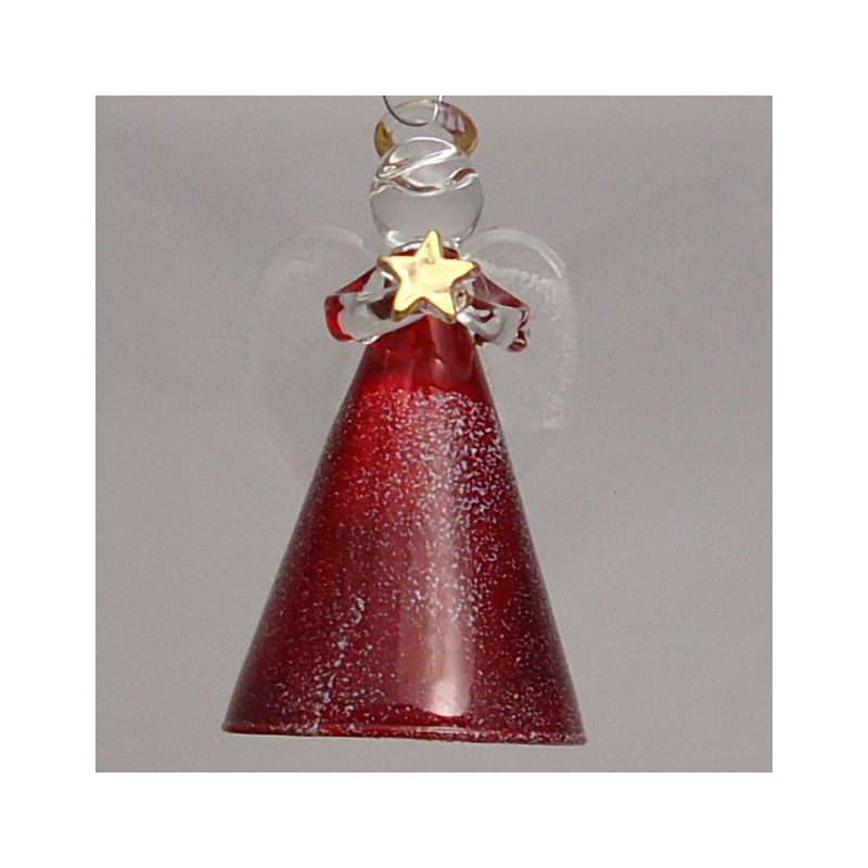 Glas Engel 8cm rot zum hängen und stellen