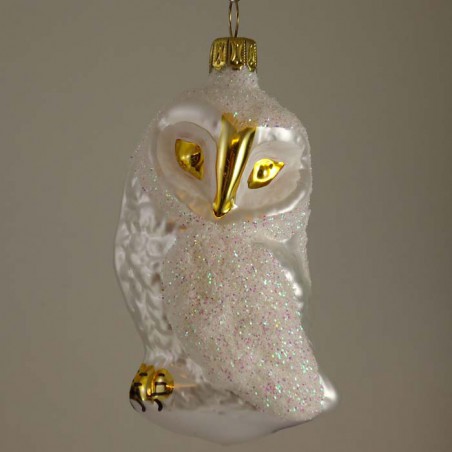Glasvogel, Schnee-Eule, gedrehter Kopf