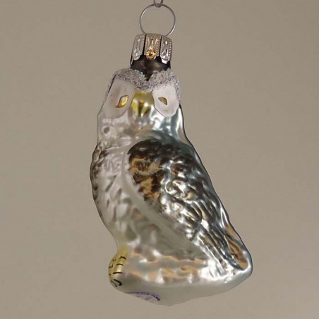 Glasvogel Eule klein gedrehter-Kopf, grau/schwarz