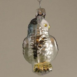 Glasvogel Eule klein gedrehter-Kopf, grau/schwarz
