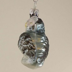 Glasvogel Eule klein gedrehter-Kopf, grau/schwarz