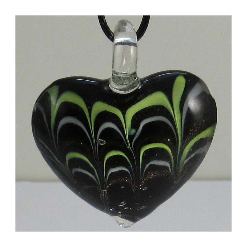 Muranoglas Herz 47 mm schwarz bunt zum hängen