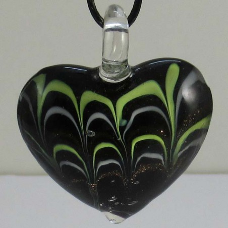 Muranoglas Herz 47 mm schwarz bunt zum hängen