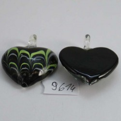 Muranoglas Herz 47 mm schwarz bunt zum hängen