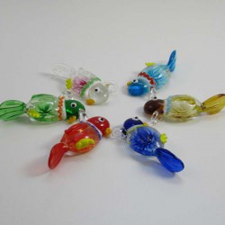 Muranoglas Papagei 55mm Innen Blume  zum hängen