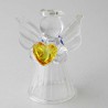Glas Engel 45 mm konisch klar mit Farbigem Herz zum hängen und stellen