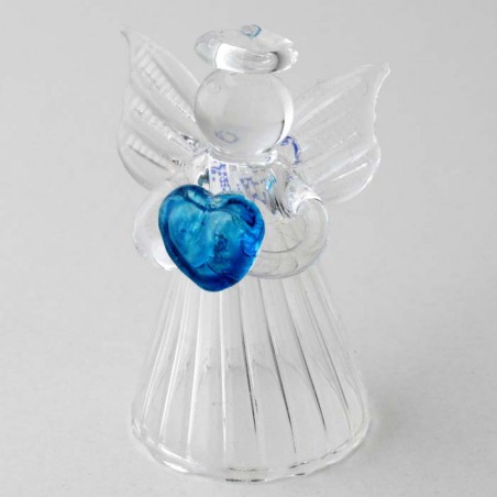 Glas Engel 45 mm konisch klar mit Farbigem Herz zum hängen und stellen