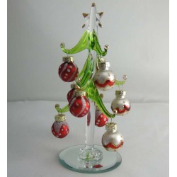 Glas Christbaum 15cm mit 8 Weihnachtskugeln