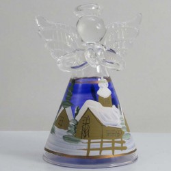 Glasengel 8.5cm Winterlandschaft blau-gold-klar