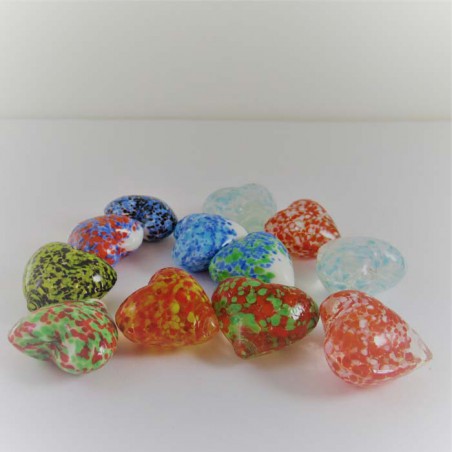 Glas-Herzen 30mm gesprenkelt, zum legen