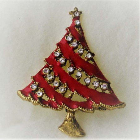 Tannenbaumbrosche 5.3cm mit Swarovski Steinen,