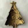 Tannenbaumbrosche 5.7cm grün-gold mit Swarovski Steinen,