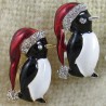 Brosche Pinguin sortiert plattiert vergoldet-versilbert mit Emaille und Strass,