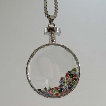 Halskette, Zinklegierung mit Eisenkette Glas Strass, Platinfarbe