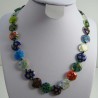 Muranoglas flache Runde, Mille Fiori Lampwork Halskette, Messing Federring