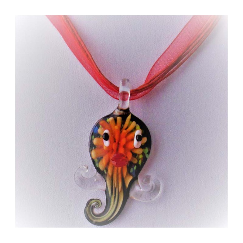Muranoglas Fisch 70mm Lampwork Anhänger gemischte Farben  und Ganzband