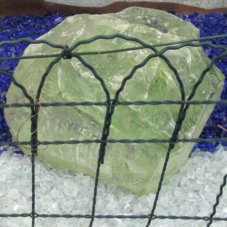 Glasbrocken 36cm gelblich als Deko im Garten 37 kg