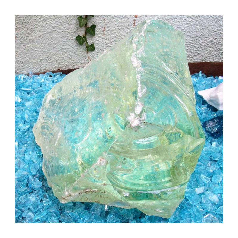 Glasbrocken-3 gelblich 30cm als Deko im Garten ca. 25x30x23 cm 15.3 kg