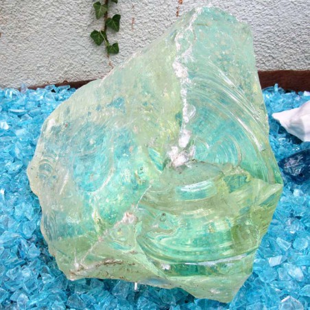 Glasbrocken-3 gelblich 30cm als Deko im Garten ca. 25x30x23 cm 15.3 kg