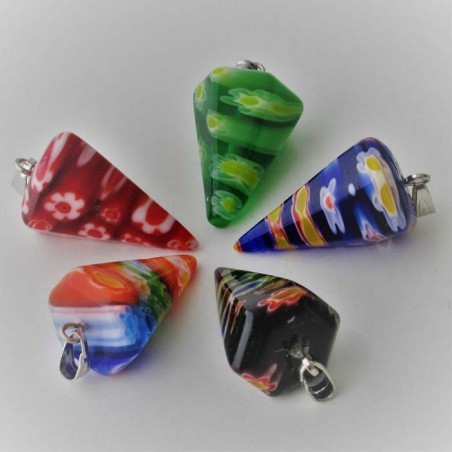 Muranoglas Spitzer Kegel 30 mm  Millefioraglas Murano zum hängen sortiert