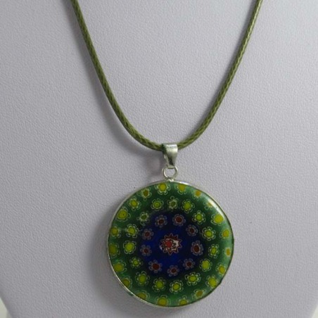 Muranoglas Runde 35 mm Mille Fiori Scheibe zum hängen