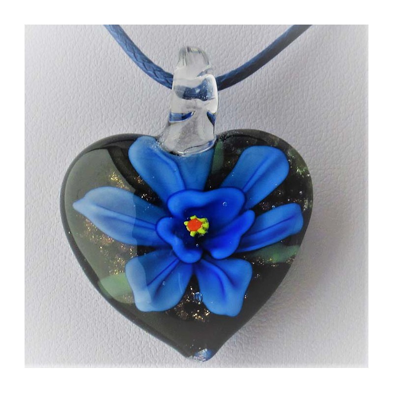 Muranoglas Herzblume 40 mm zum Hängen
