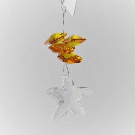 Kristallglas Fäden kurze 70mm  Bernstein CC mit Swarovski Elements
