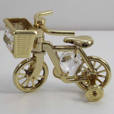 Dreirad mit Korb Swarovski Elements vergoldet