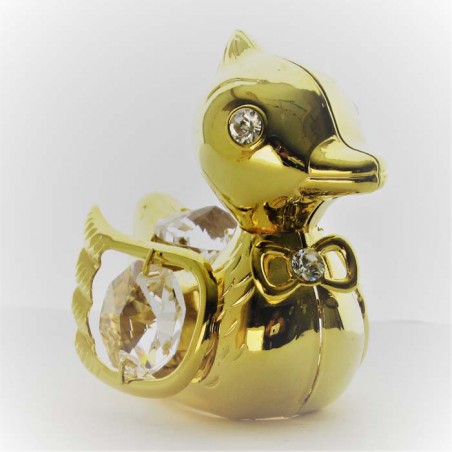 Ente mit Swarovski Elements vergoldet