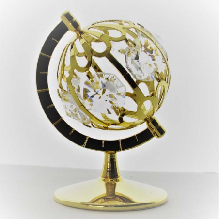 Globus auf Sockel Swarovski Elements vergoldet