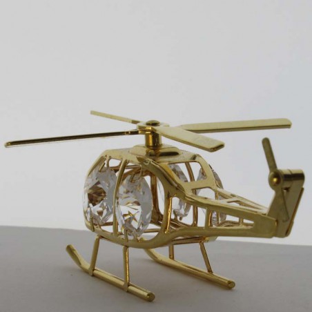 Hubschrauber Swarovski Elements vergoldet