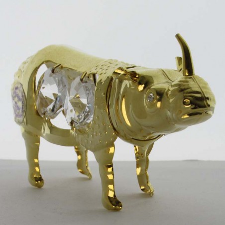 Nashorn mit Swarovski Elements vergoldet