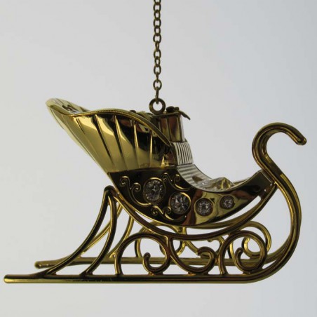 Pferde Schlitten zum hängen und stellen, mit Swarovski Elements vergoldet