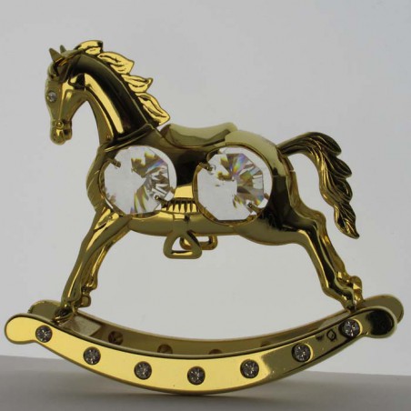 Schaukelpferd Swarovski Elements vergoldet