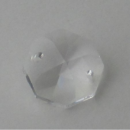 Bleikristallglas 14mm Asfour  Achteck mit 2 Löcher