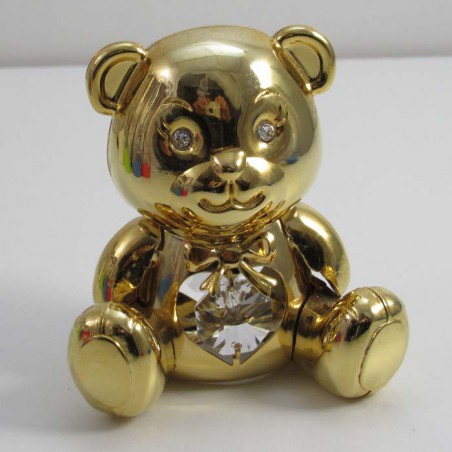 Teddybär mit Swarovski Elements vergoldet