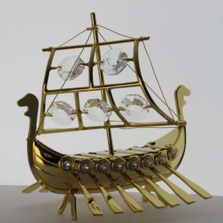 Wikinger Schiff mit Swarovski Elements vergoldet