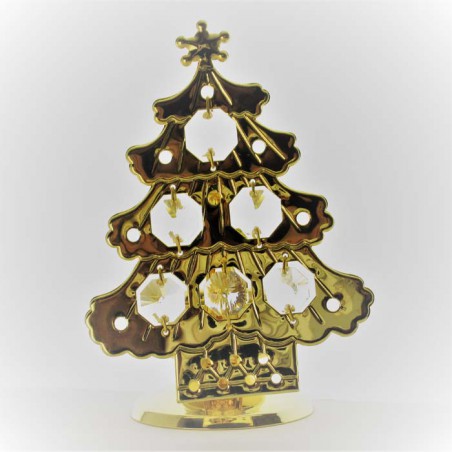 Windlicht mit Tannenbaum Swarovski Elements vergoldet