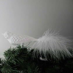 Glasvogel gross mit Waffelmuster und  Naturfedern