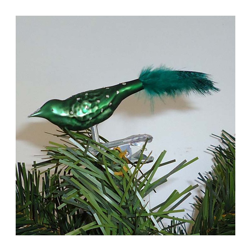 Glasvogel, mini-Vogel , Glimmerpunkte,  mit Naturfedern