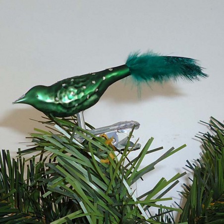 Glasvogel, mini-Vogel , Glimmerpunkte,  mit Naturfedern