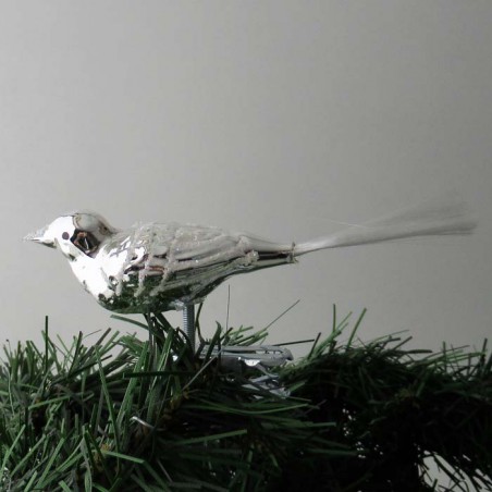 Glasvogel, kleiner breiter Vogel, Eis Lack weiss mit Glasfaserschwanz