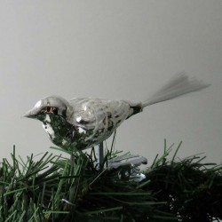 Glasvogel, kleiner breiter Vogel, Eis Lack weiss mit Glasfaserschwanz